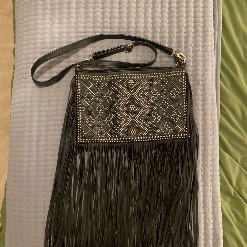 Black Fringe Crossbody Bag